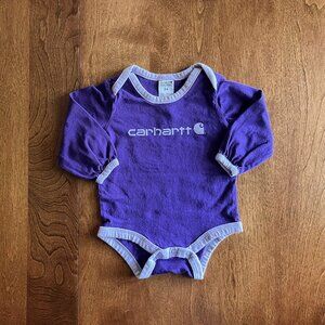 Carhartt puff-sleeve purple onesie 3m